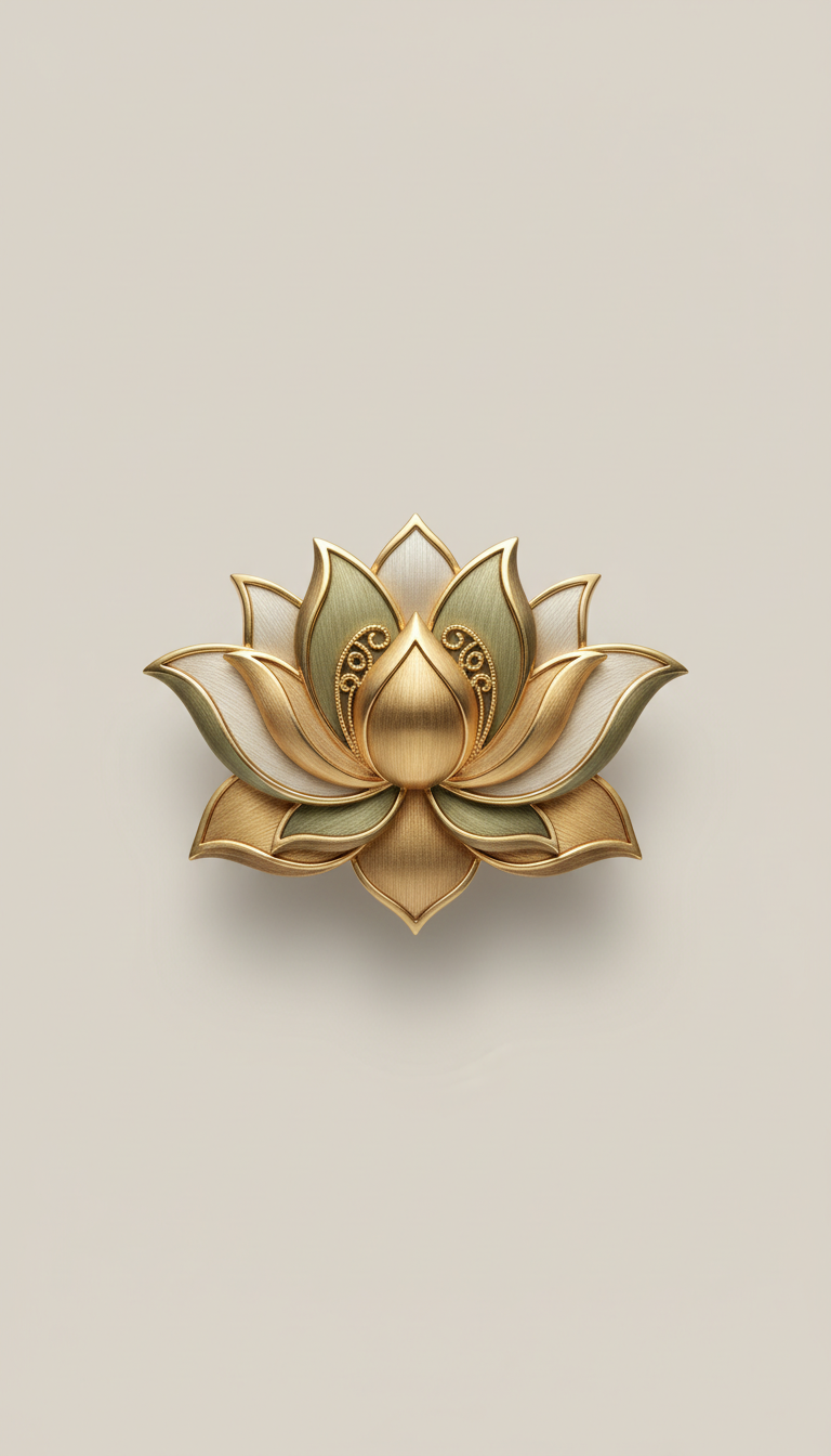 Gilded Lotus Motif Brooch