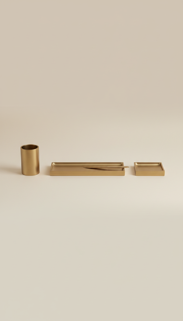 Brushed Brass Desk Accessory Set